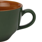 Ceramic Soup & Coffee Wide Large Mug With Handle - Set Of 1, 350ml, Green | Bone Ash Free & Microwave Safe - Bowl For Maggi, Cappuccino, Latte, Green Tea - Matte Finish
